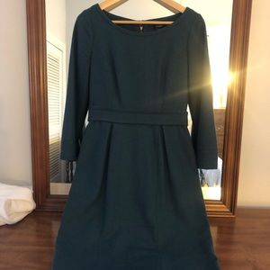 Classic J Crew Collection Teal Green Wool 3/4 Sleeve Midi Dress (Size 2)